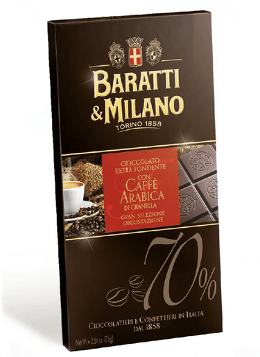 Tavoletta di cioccolato Extra fondente 70% Con caffè arabica in granella - Rosato Vini